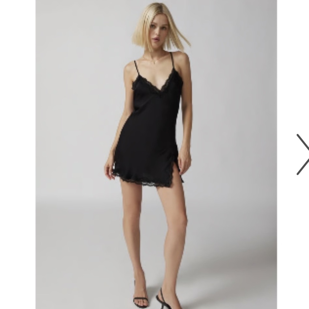 Urban Outfitters Black Lace Trim Chemise